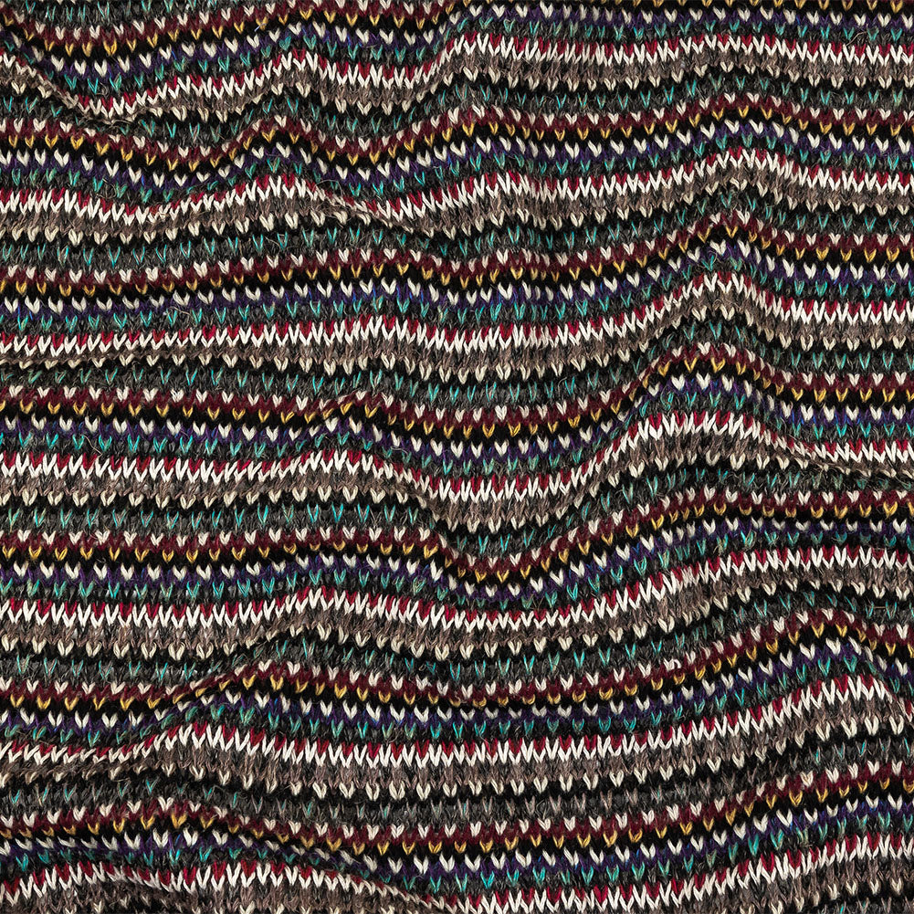 Italian Port Royale, Taupe and Blue Striped Chunky Blended Wool Sweater Knit - Joann Fabrics