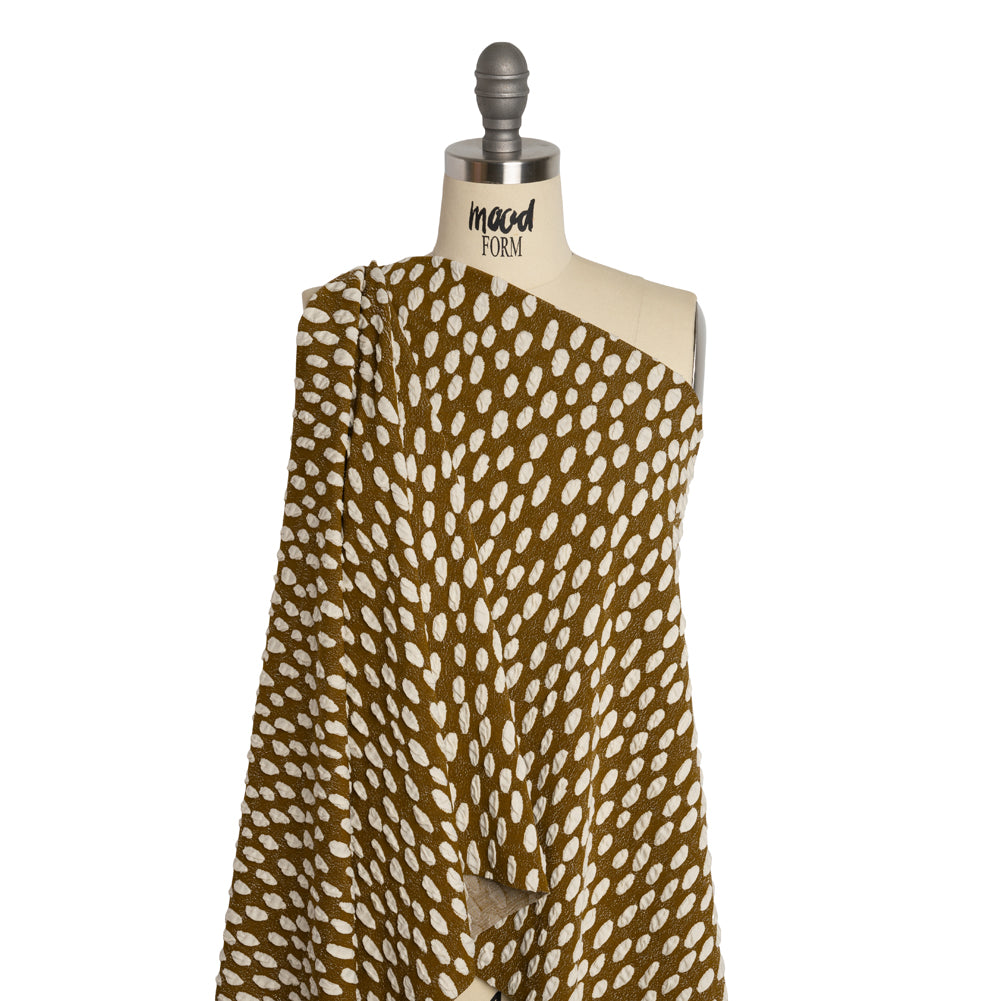 Stretch Knit Jacquard by Mara Hoffman - Brown and White Organic Polka Dots - Designer Deadstock - Joann Fabrics