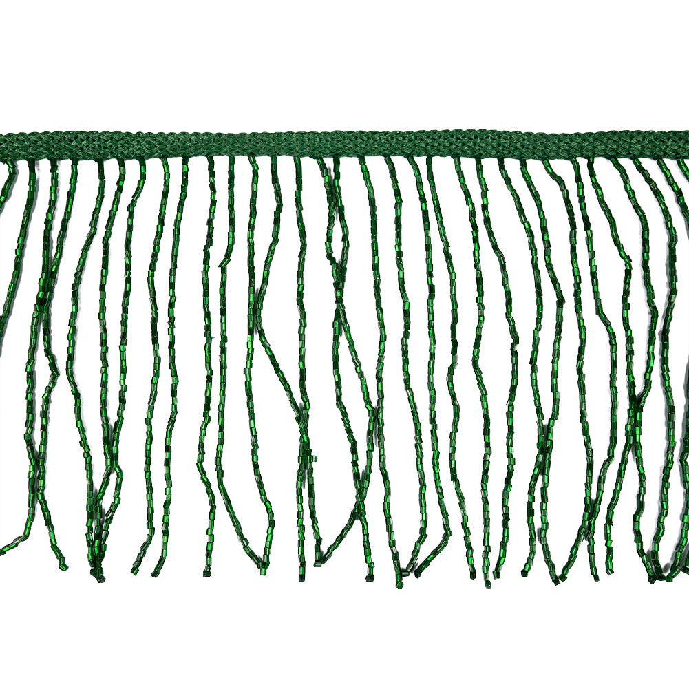 Green Beaded Fringe on Braided Lip - 5