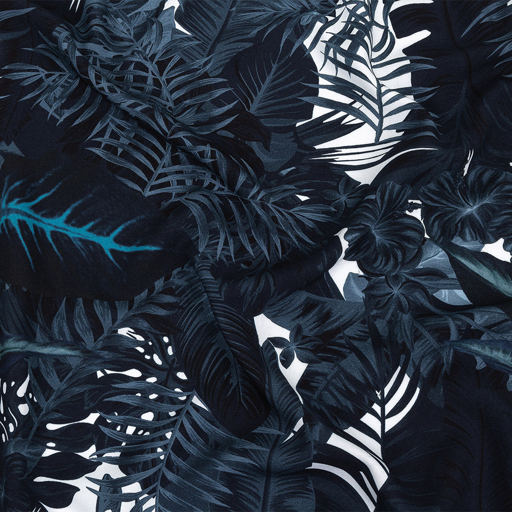 Organic Viscose Batiste - True Teal Tropical Leaves - Loreto Collection - Joann Fabrics