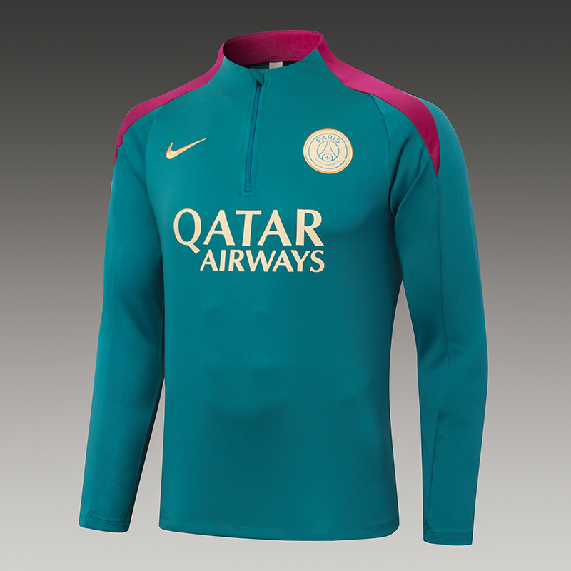2024/2025 Psg Paris Saint-Germain Half-Pull Training Suit Blackish Green Set