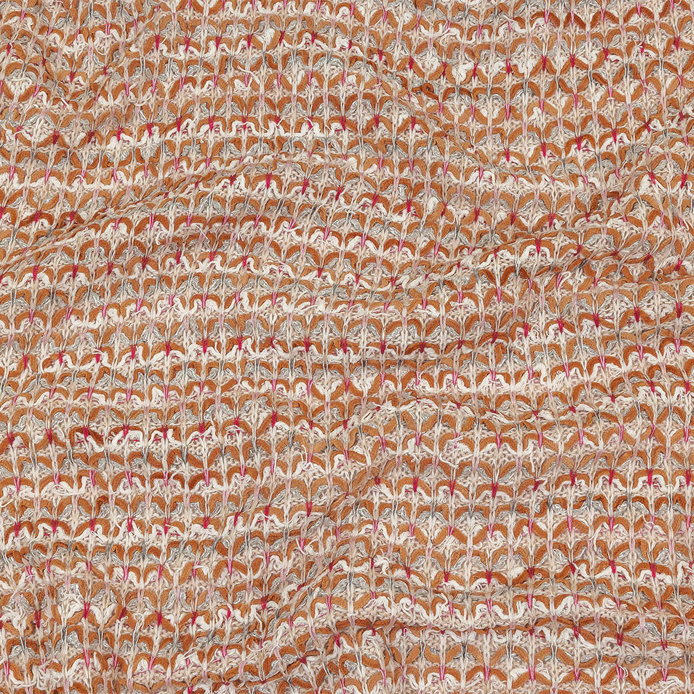 Italian Ivory, Camel and Pink Tactile Cotton and Polyester Sweater Knit - Joann Fabrics