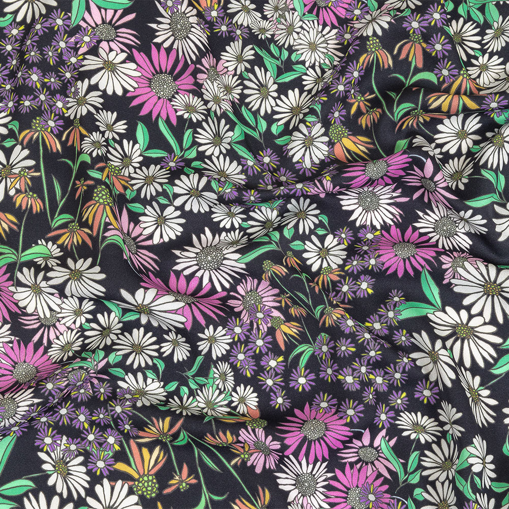 Fluid Polyester Twill Print - Green, Pink and Purple Floral - Mood Exclusive Daisy Destination - Joann Fabrics