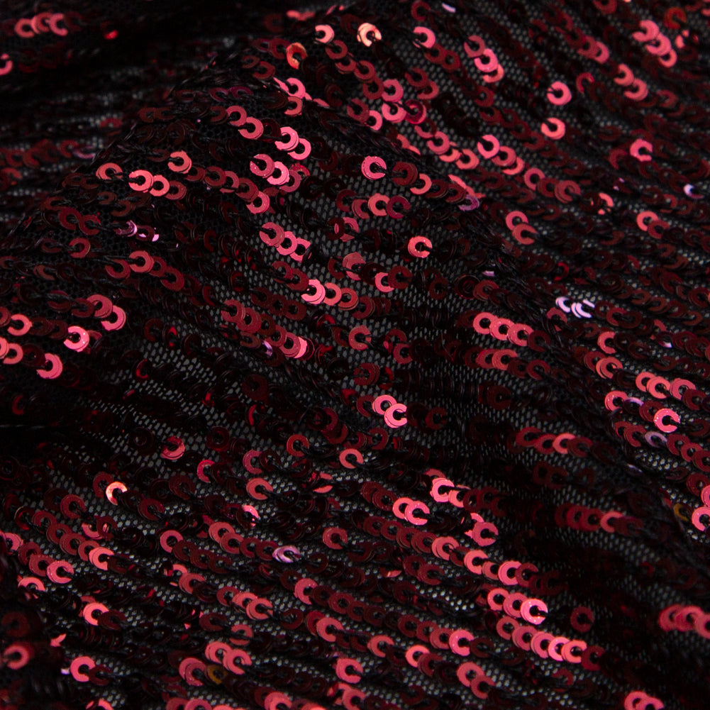 Stretch Mesh with Baby Sequins - Wine Stripes on Black - Joann Fabrics