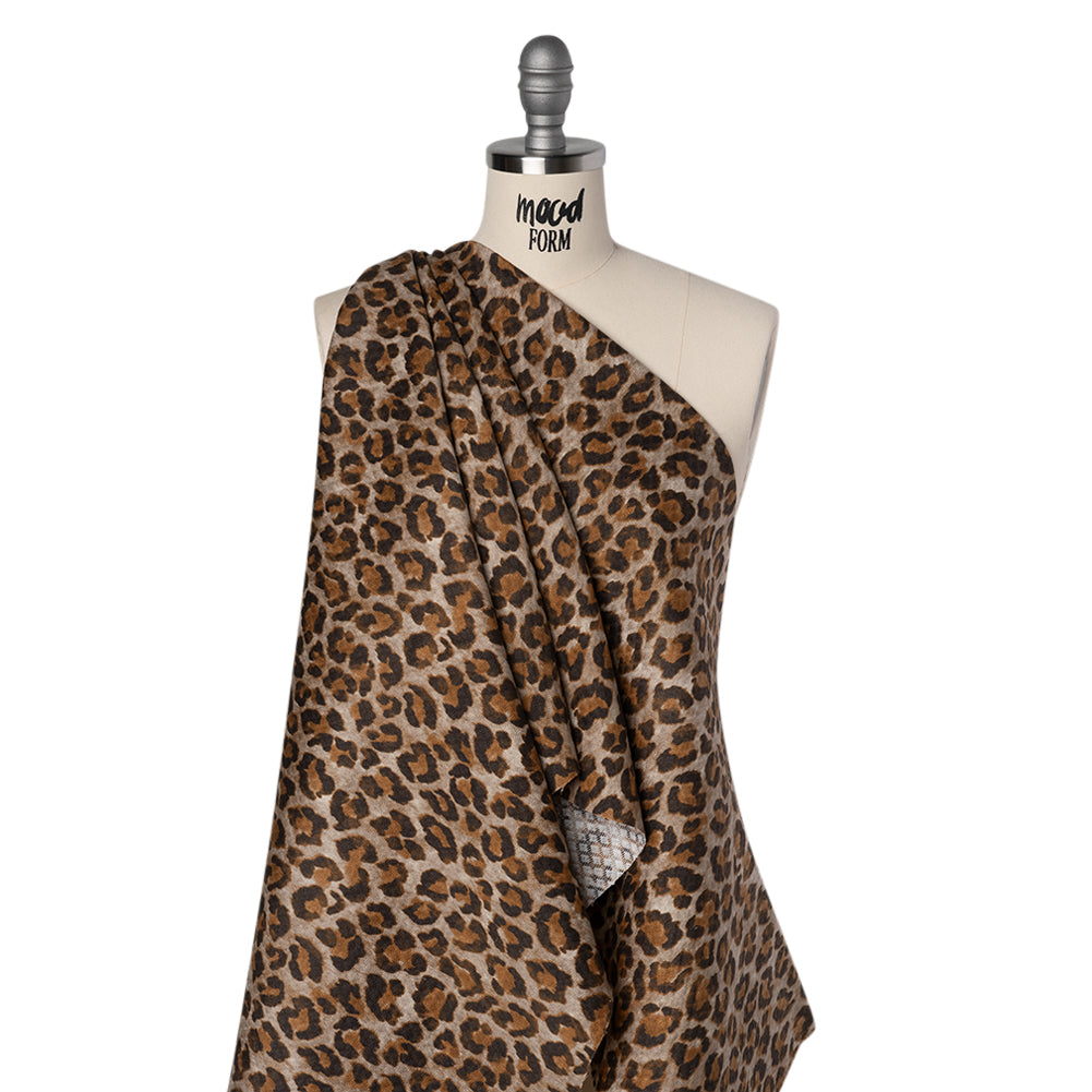 Stretch Cotton Matelasse Print Made in Italy - Beige, Brown and Black Cheetah Print on Diamonds - Deadstock - Joann Fabrics