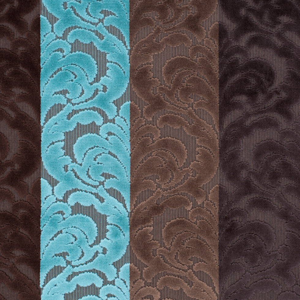 Browns and Aqua Striped/Floral Cut Velvet - Joann Fabrics