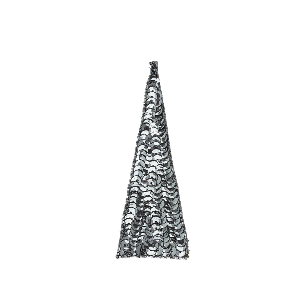 Vintage Gunmetal Sequins and Beads Triangle Applique - 4.875