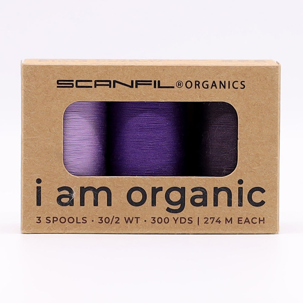 SCANFIL® 30wt Organic Pima Cotton Thread Trio Set - 3ct 300yd Spools - Cool Purples - Joann Fabrics