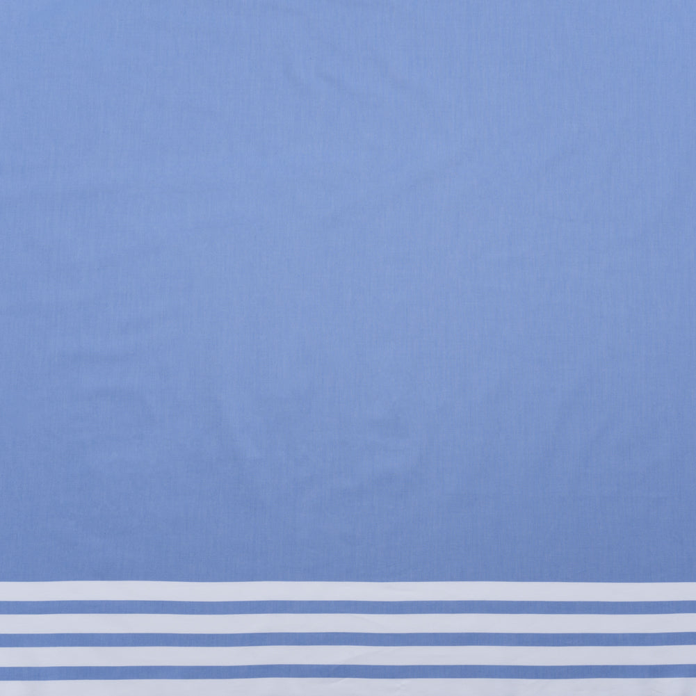 Cotton Oxford Shirting Panel - Blue and White Stripe Border - Deadstock - Joann Fabrics