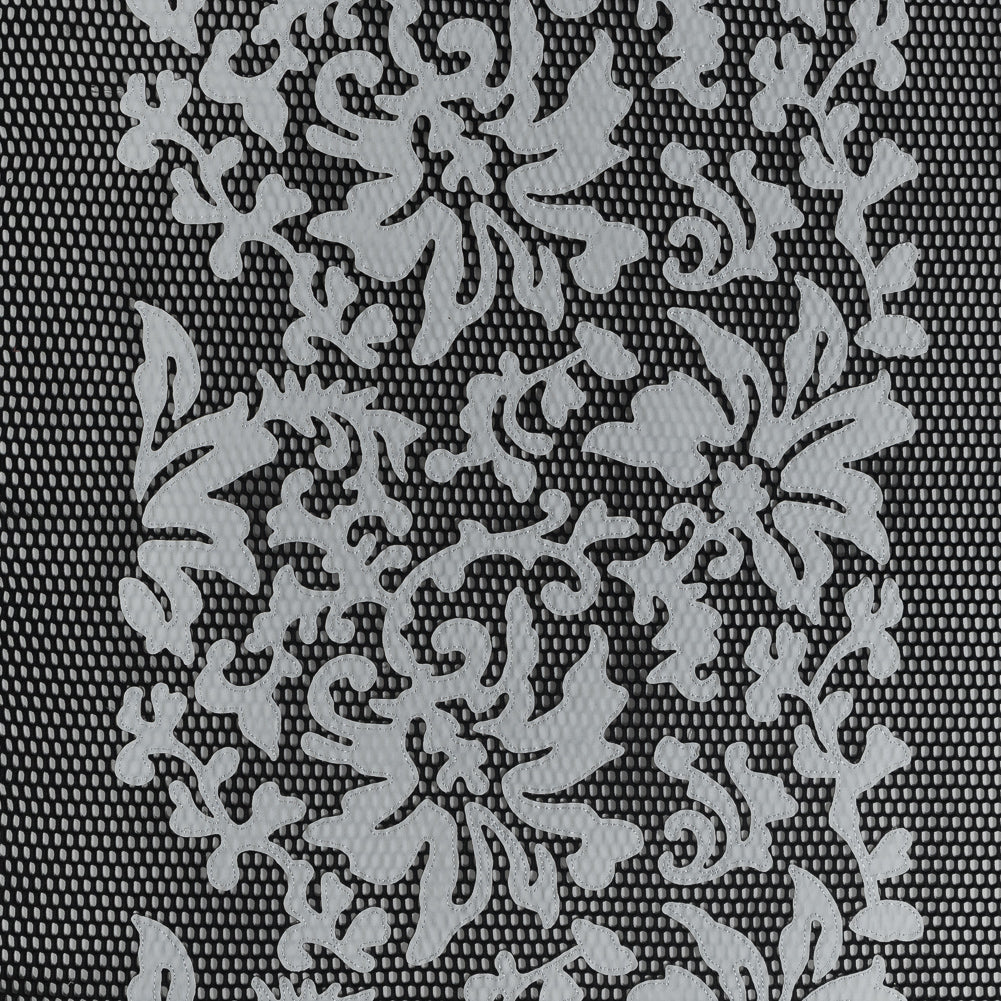 Wonder Mesh with Floral Faux Leather Embroidered Borders - Black and White - Joann Fabrics