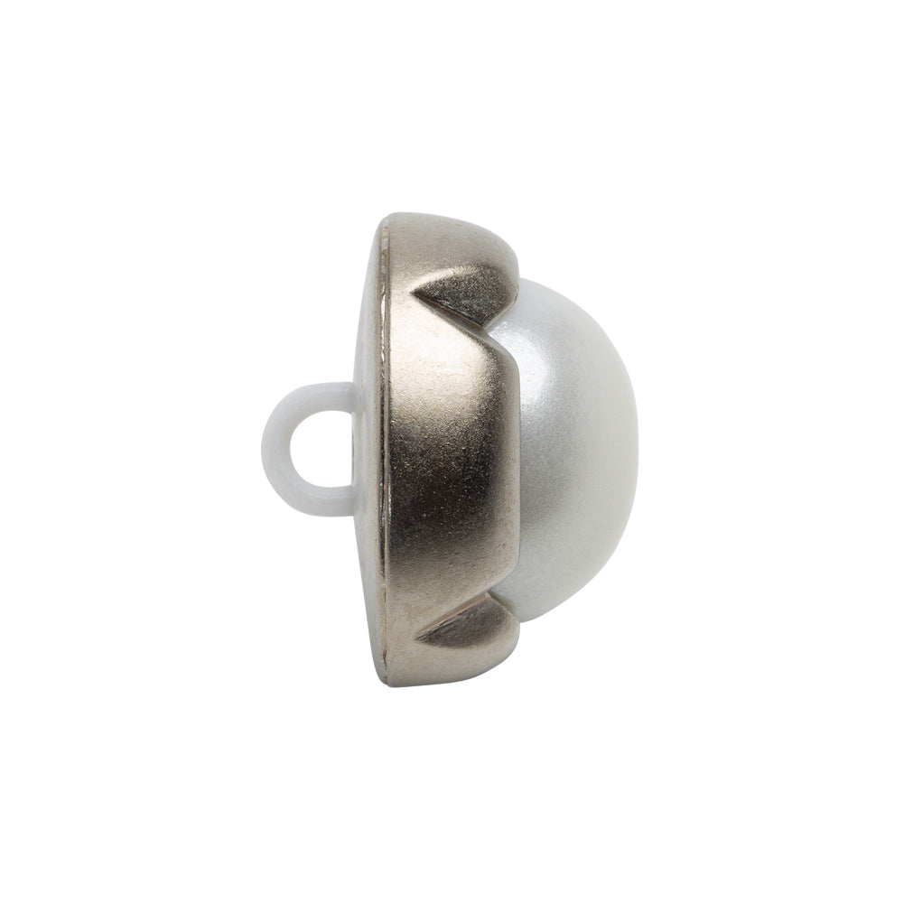 Plastic 2-Piece Shank Back Button - 36L/23mm - Silver and White Pearl Dome - Joann Fabrics