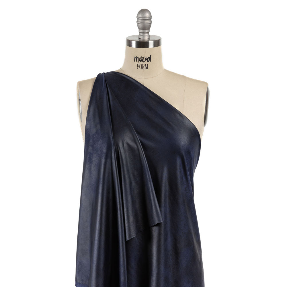 Faux Leather Foil Stretch Polyester Knit - Navy Cloud Textured - Vanessa Collection - Joann Fabrics