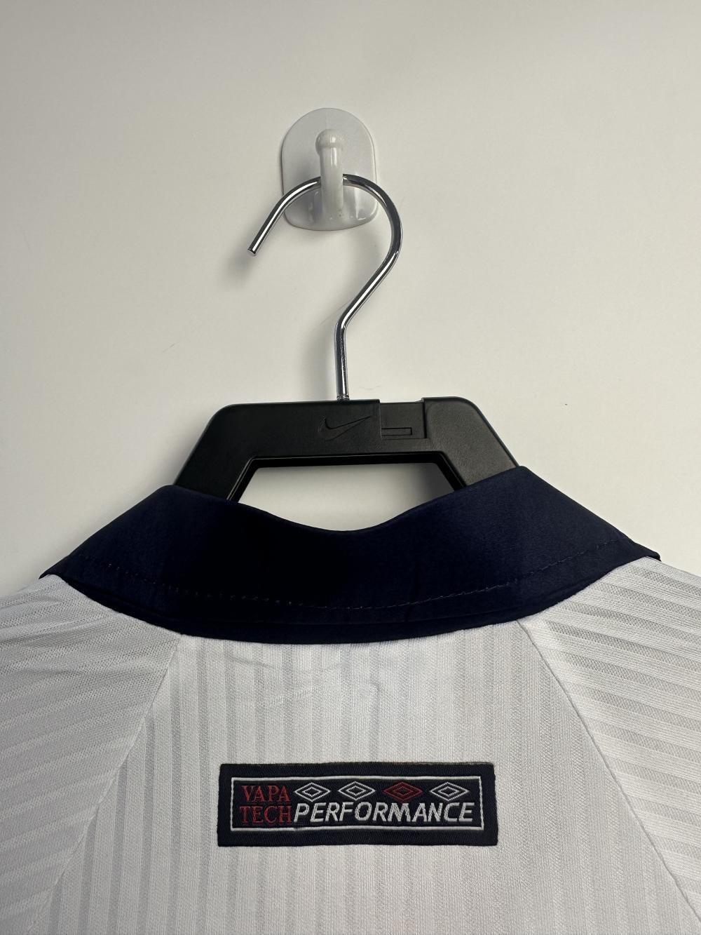 1998 Retro Long Sleeve England Home Soccer Jersey 1:1 Thai Quality