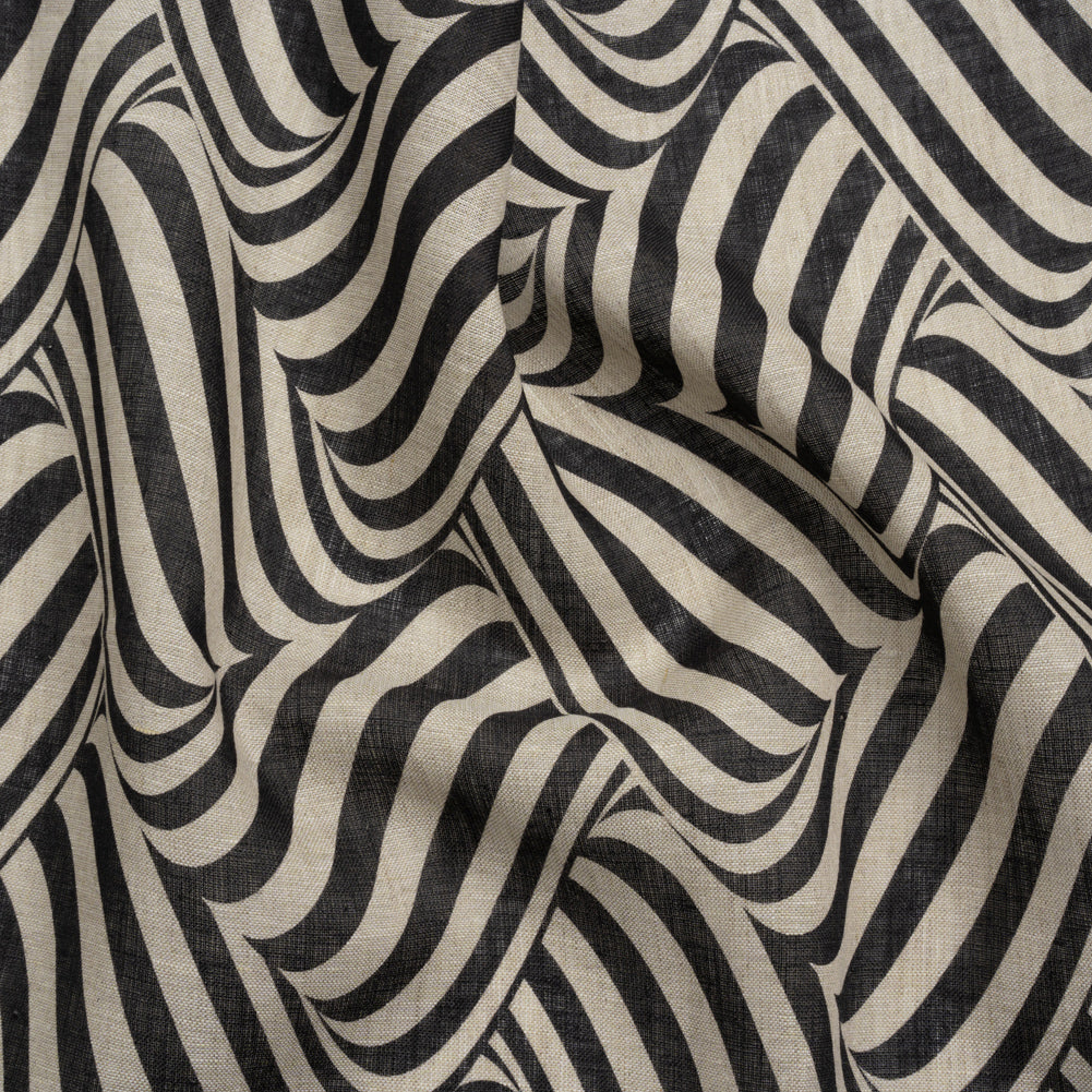 Black and Beige Swirling Stripes Lightweight Linen Woven - Joann Fabrics
