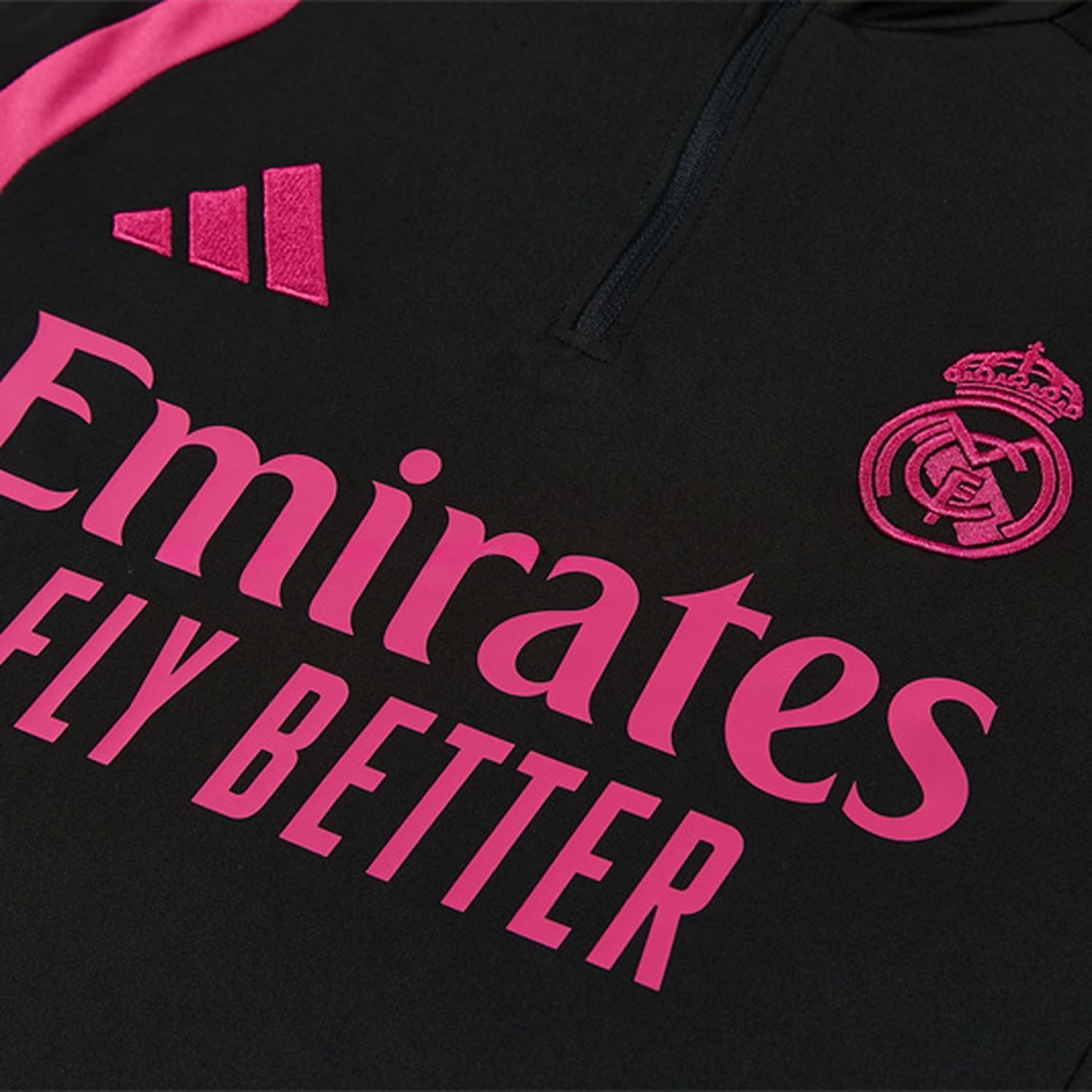 Real Madrid 26-27 With Rose Red Kids Long Sleeve Training Set - Black Top & Black Pants - UnitedFutballJersey