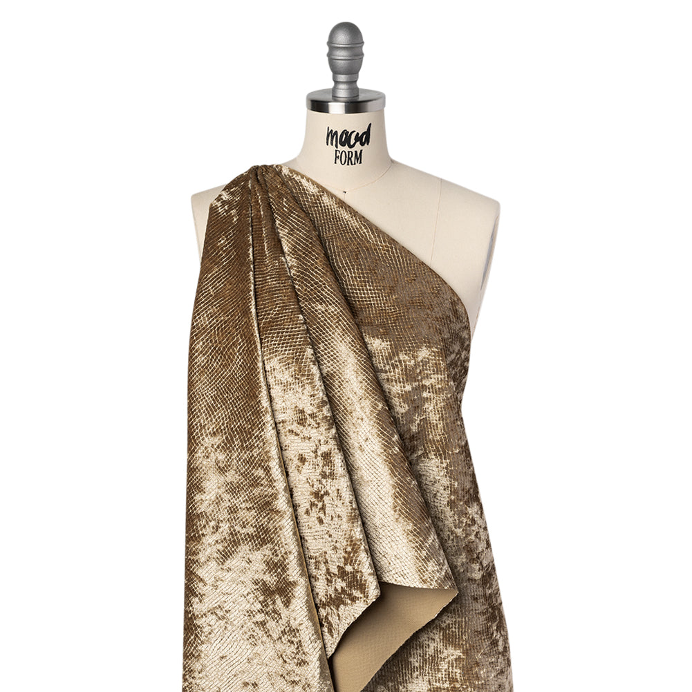 Snakeskin Embossed Polyester Crushed Velvet - Bronze - Mireia Collection - Joann Fabrics