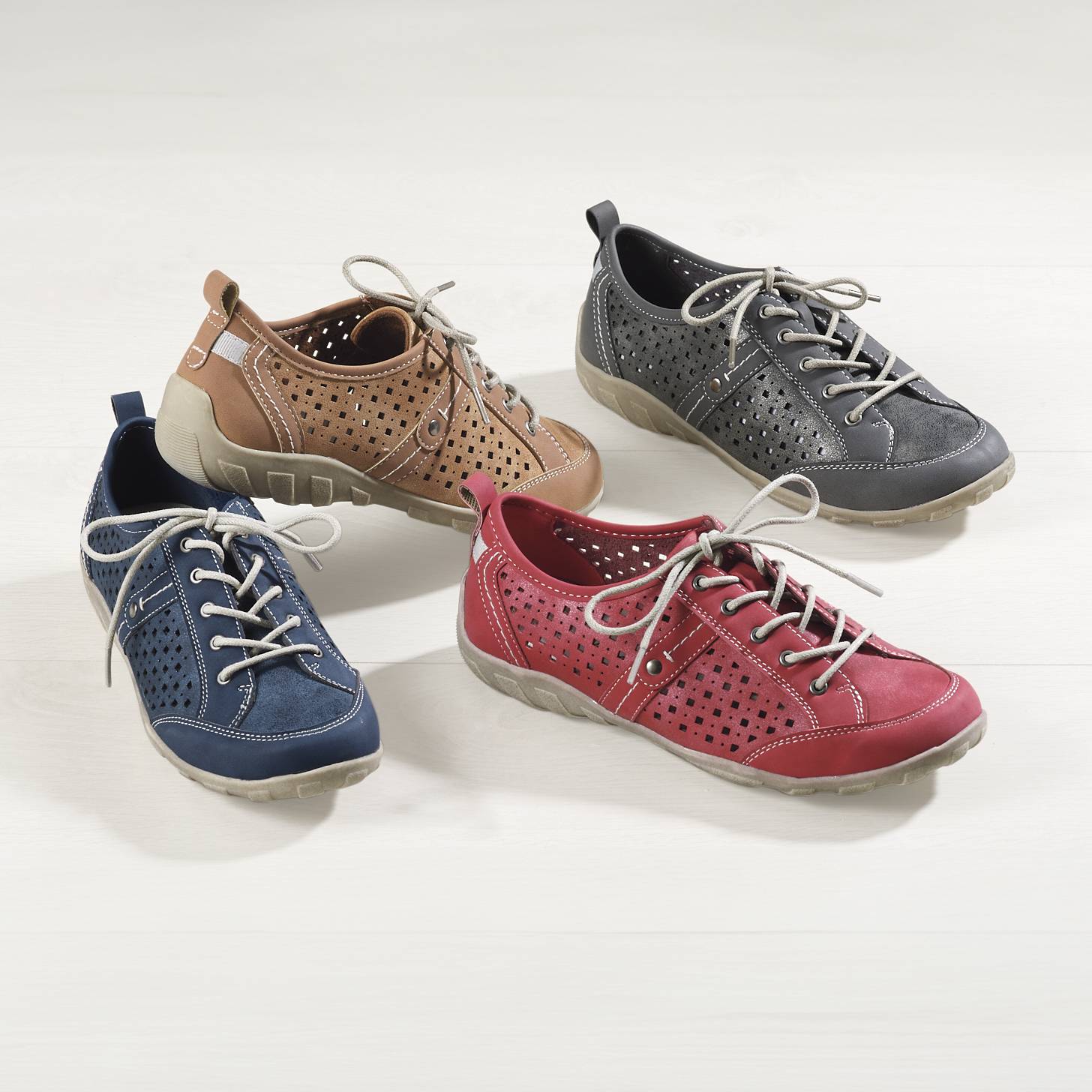 Casual Perforated Lace-Up Sneakers, Cushioned Footbed, Nonskid Sole - Northstyle Catalog
