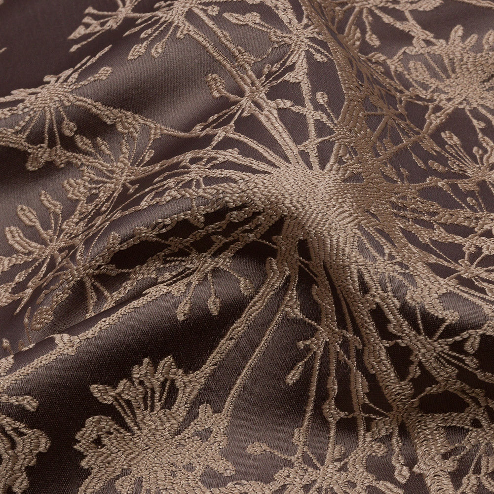 Satin-Faced Drapery Jacquard - Mocha Fennel Flowers - British Imported - Joann Fabrics