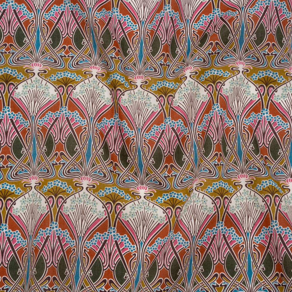 Liberty Fabrics Tana Lawn® - Ianthe Multi Bright - Bright Pink, Sky Blue and Gold Art Nouveau Floral Trees - Joann Fabrics