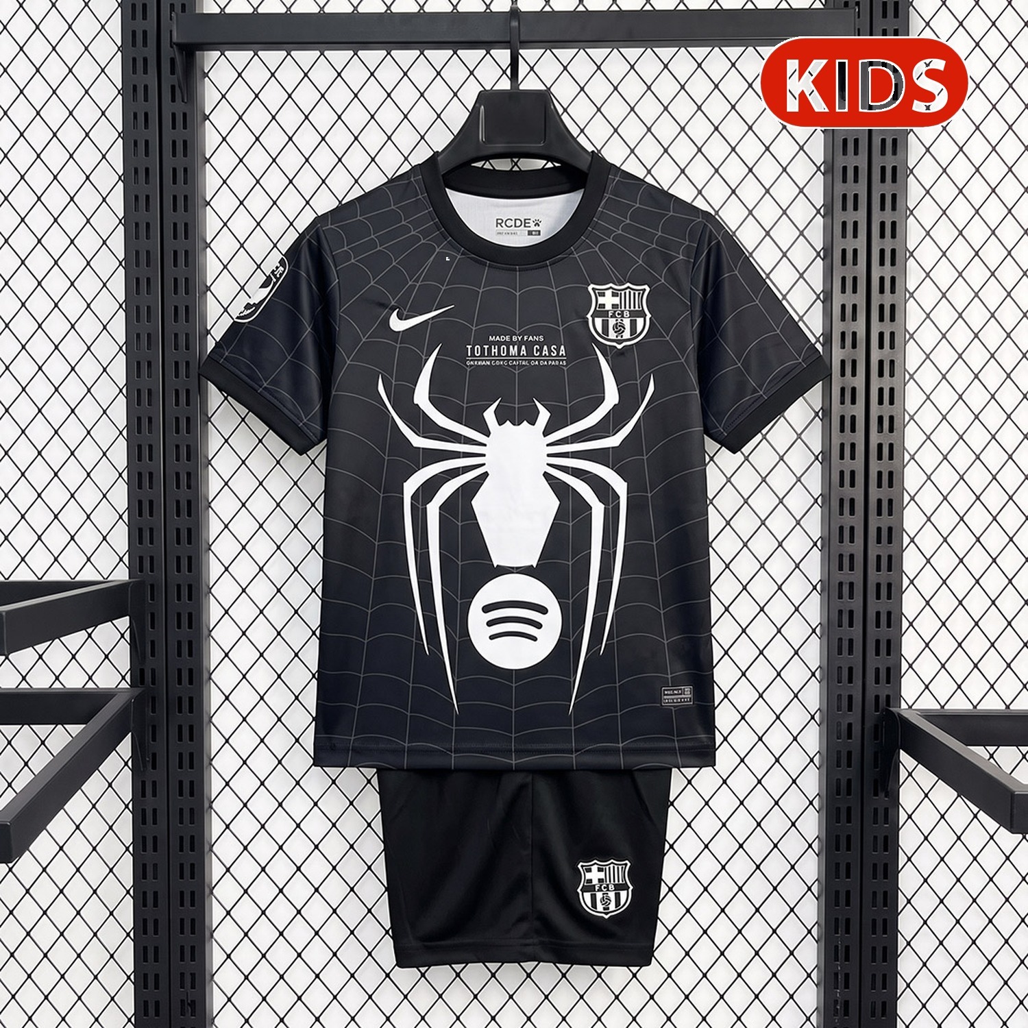 Barcelona 26-27 x Spider Man Venom Black Black White Kids Kit - UnitedFutballJersey