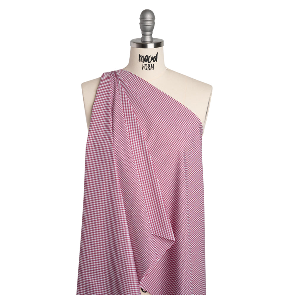 Cotton Shirting - Mulberry Pink and White Gingham Check - Deadstock - Joann Fabrics
