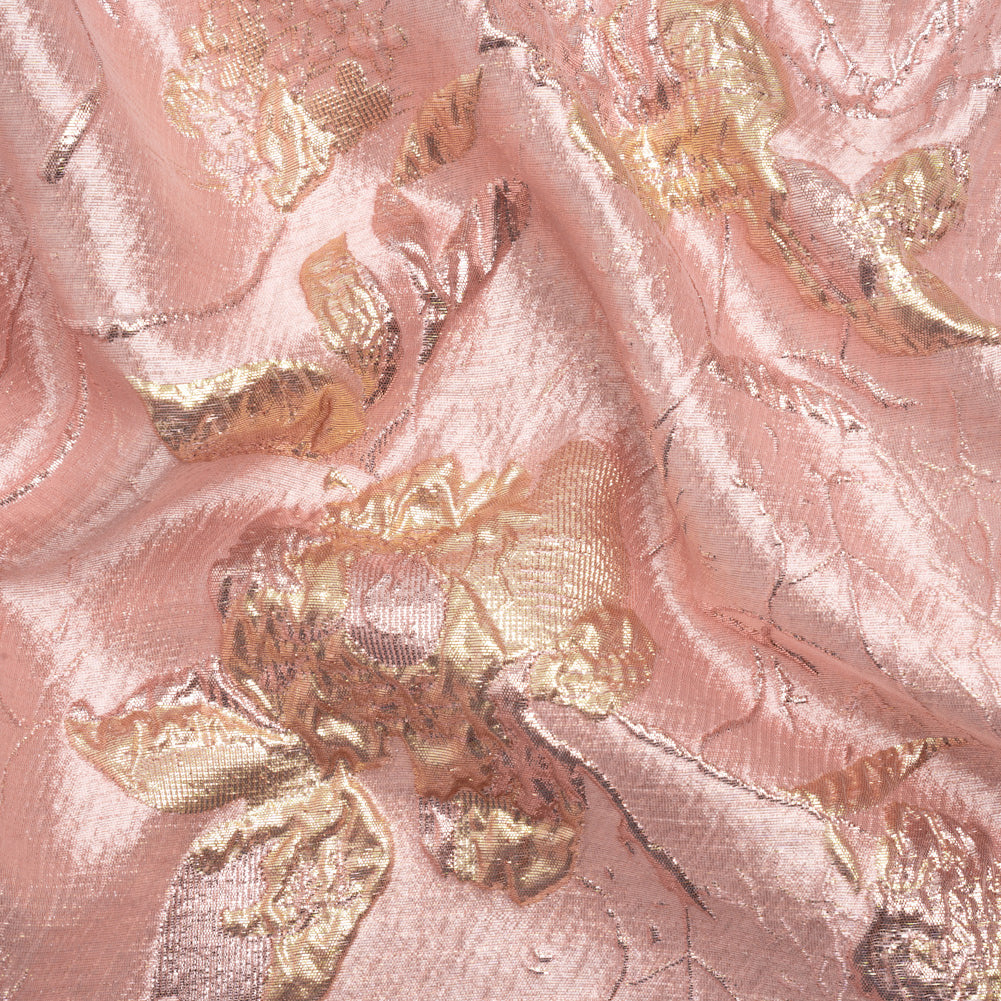 Metallic Pink and Gold Flower Clippings Luxury Brocade - Joann Fabrics