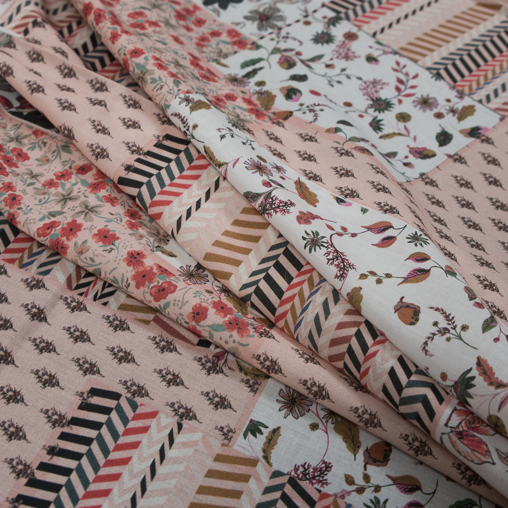 Cotton Voile - Pink Floral Patchwork - Tulsi's Worship Print - Mood Exclusive Surya Collection - Joann Fabrics