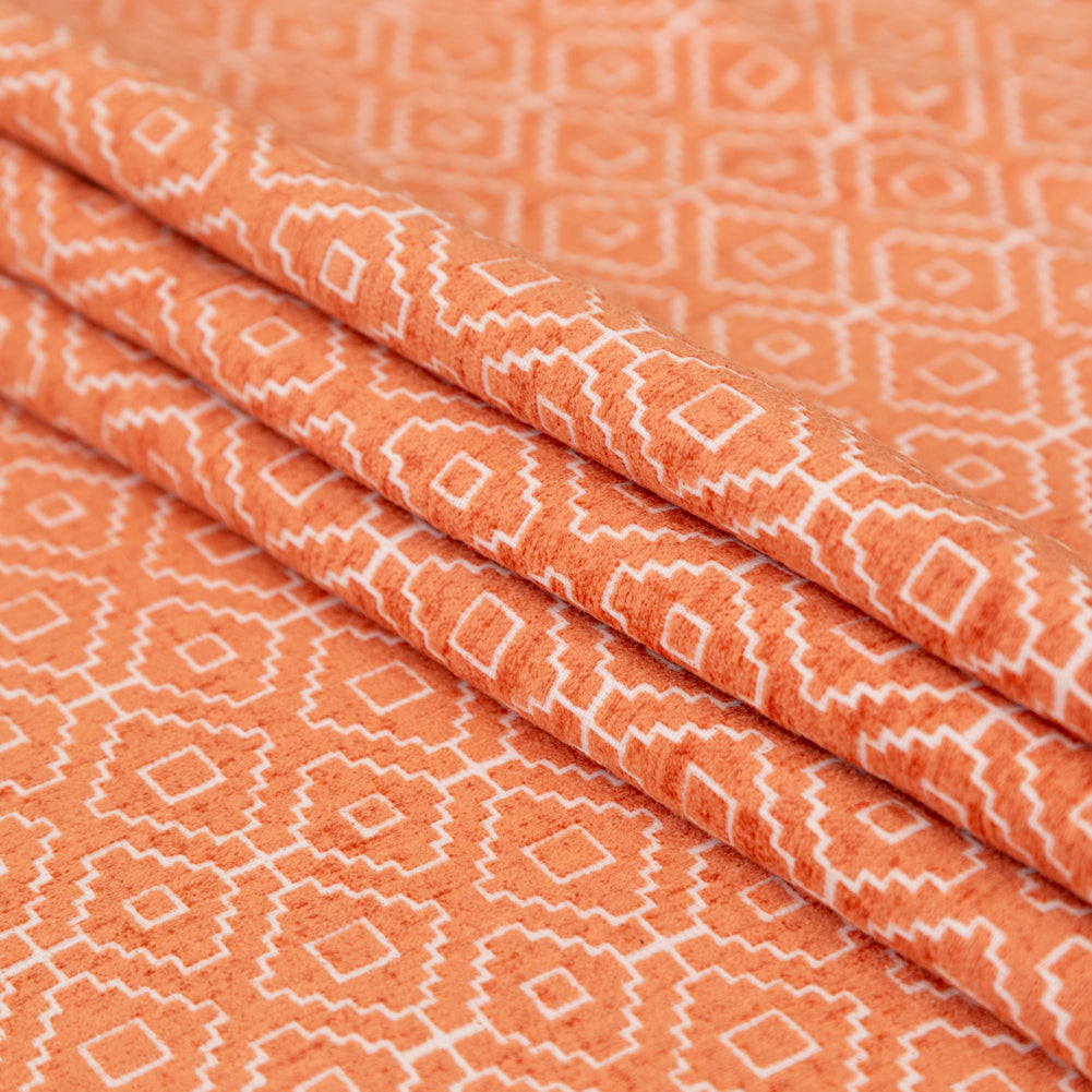 Chenille Jacquard - Nectarine Diamond Geometric - British Imported - Joann Fabrics