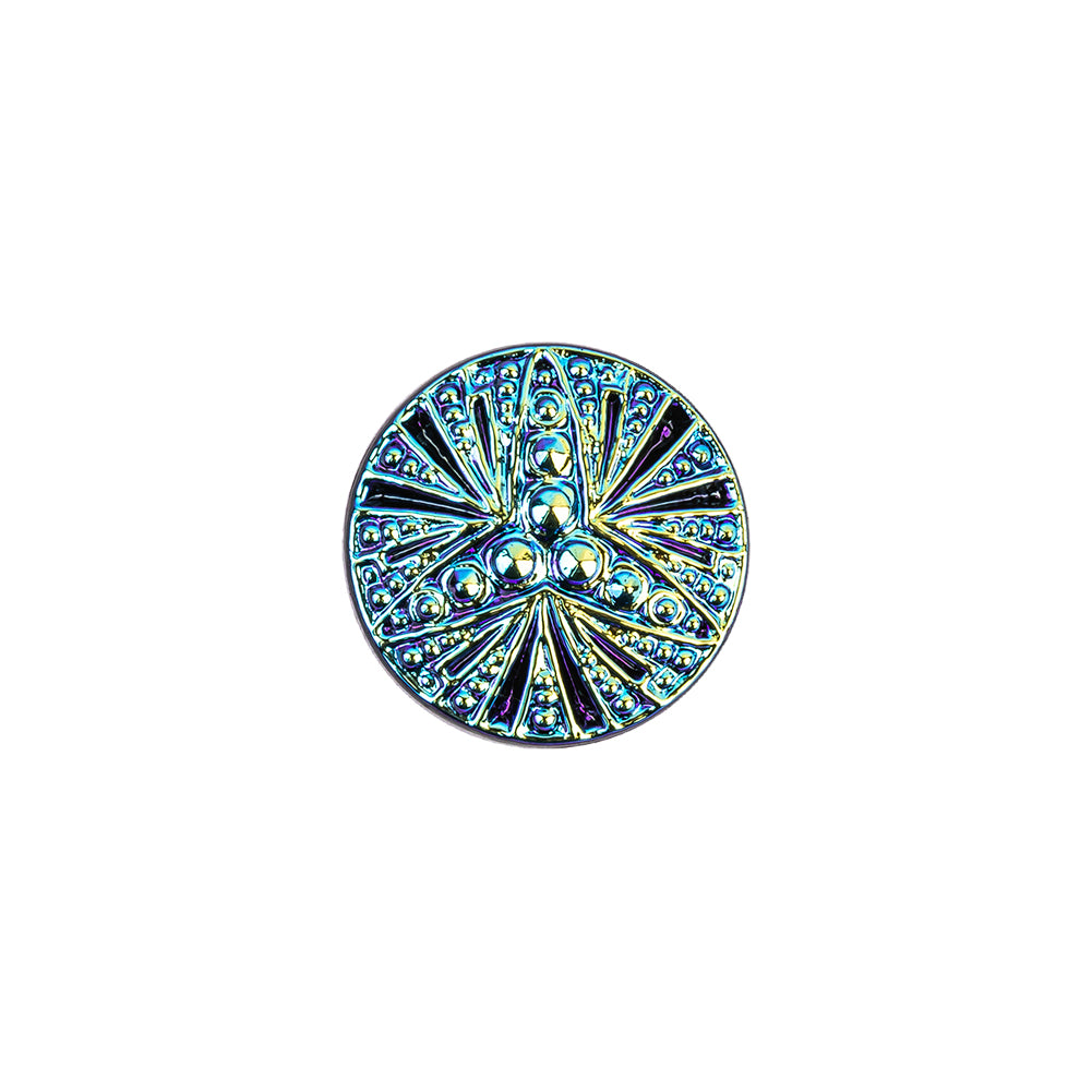 Vintage Blue Iris and Black Classical Shank Back Glass Button - 22L/14mm - Joann Fabrics