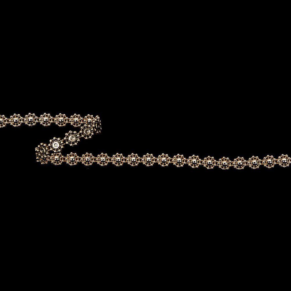 Vintage White Gold Floral Beaded Trimming - 0.375