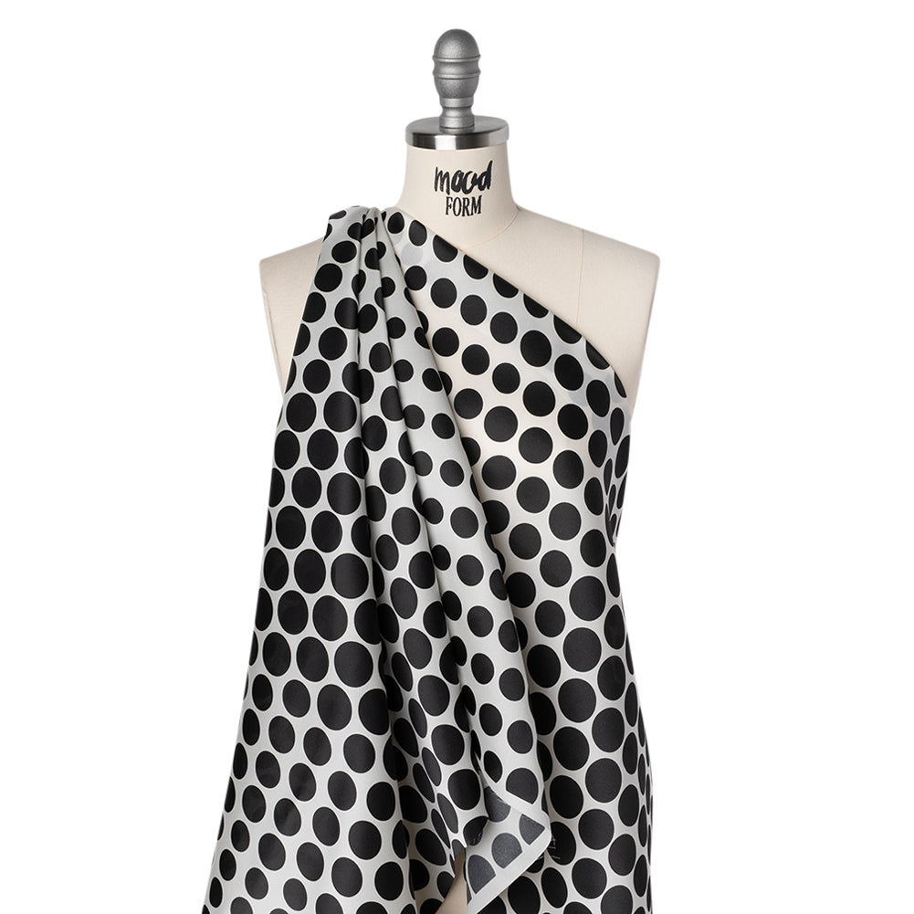 Heavy Silk Satin-Faced Organza, Made in Italy - Black and White Polka Dot Gradients - Joann Fabrics
