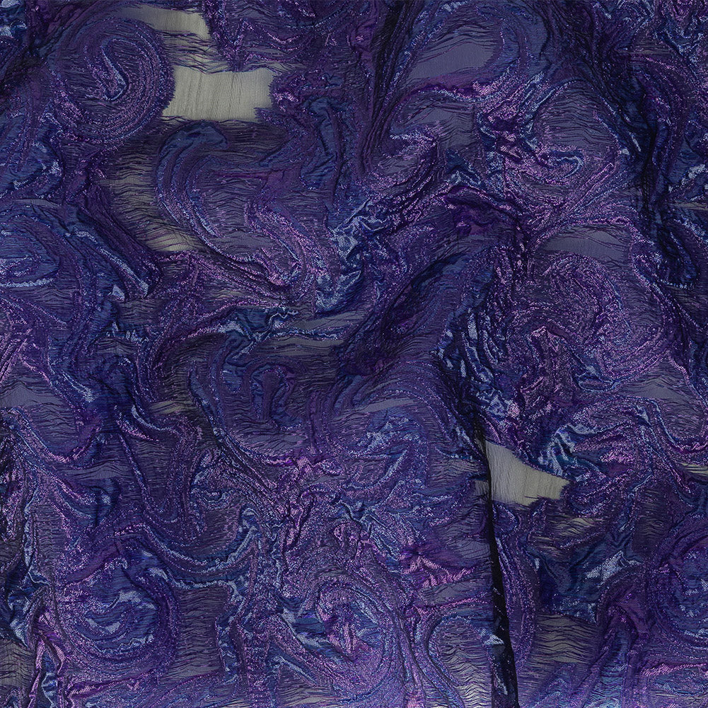 Mood Exclusive Metallic Purple and Navy Swirls Sheer Organza Luxury Brocade - Joann Fabrics