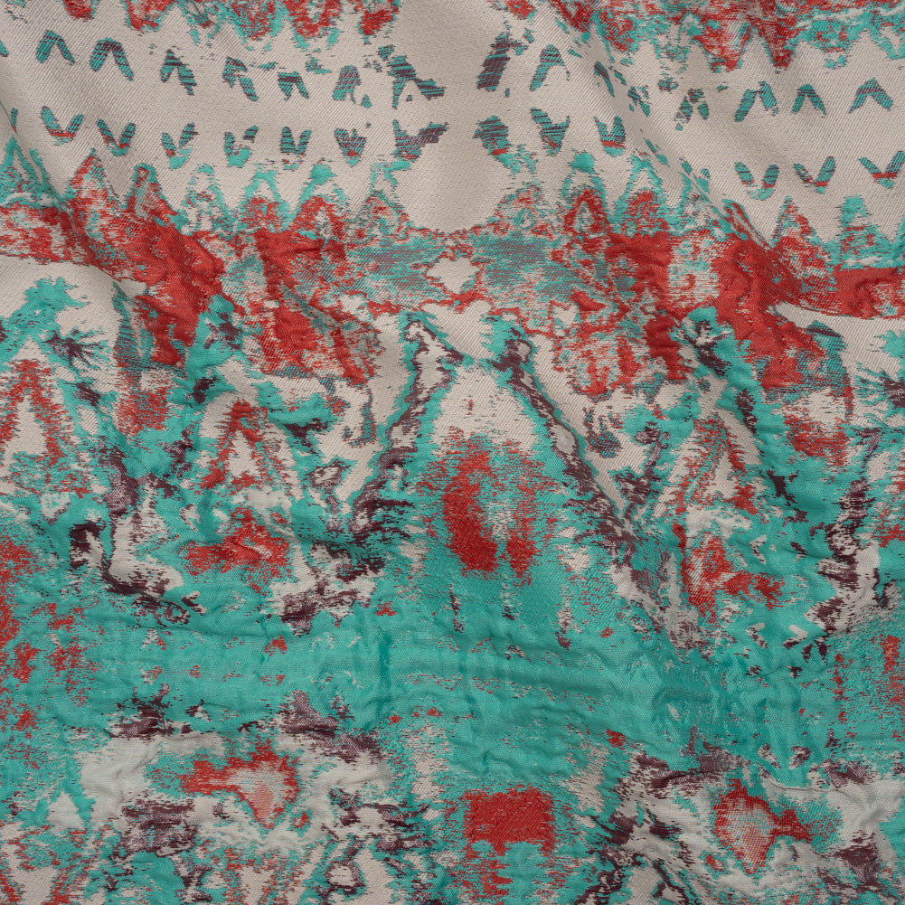 Metallic Luxury Brocade - Red, Turquoise and Cream Rorschach Stripes - Joann Fabrics