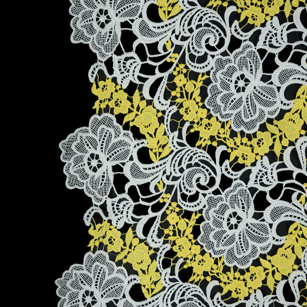 Embroidered Guipure Lace - White and Yellow Floral - Joann Fabrics