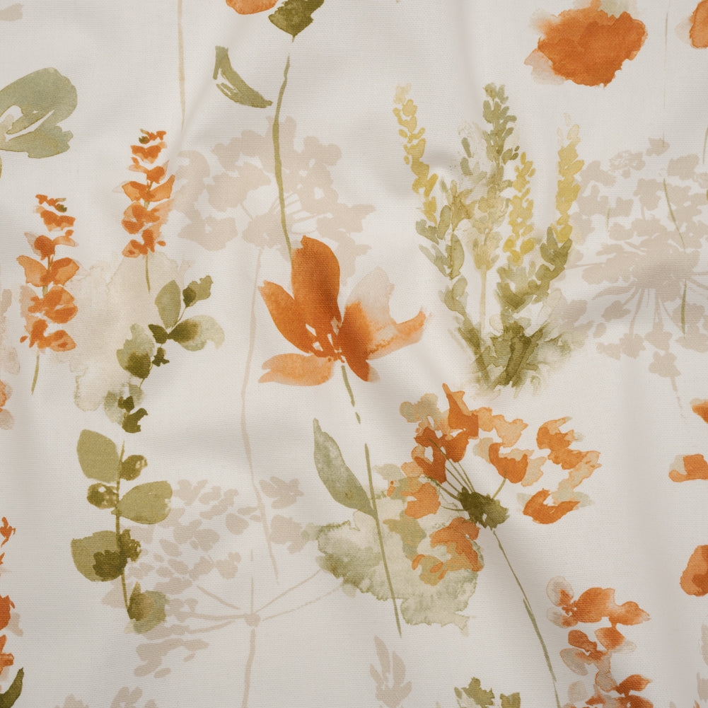 Printed Cotton Canvas - Ginger Watercolor Blooms - British Imported - Joann Fabrics