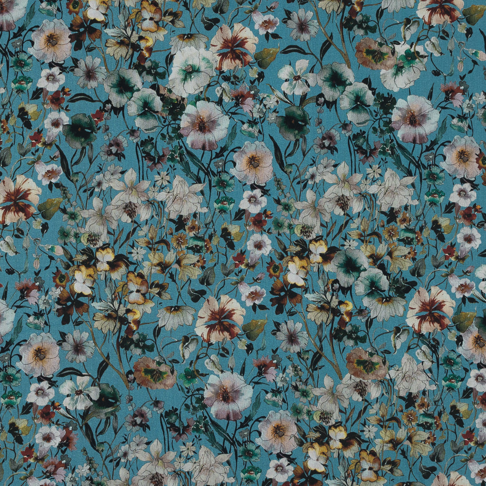 Cotton Voile - Blue Floral - Passing of Adonis Print - Mood Exclusive Gaia Collection - Joann Fabrics