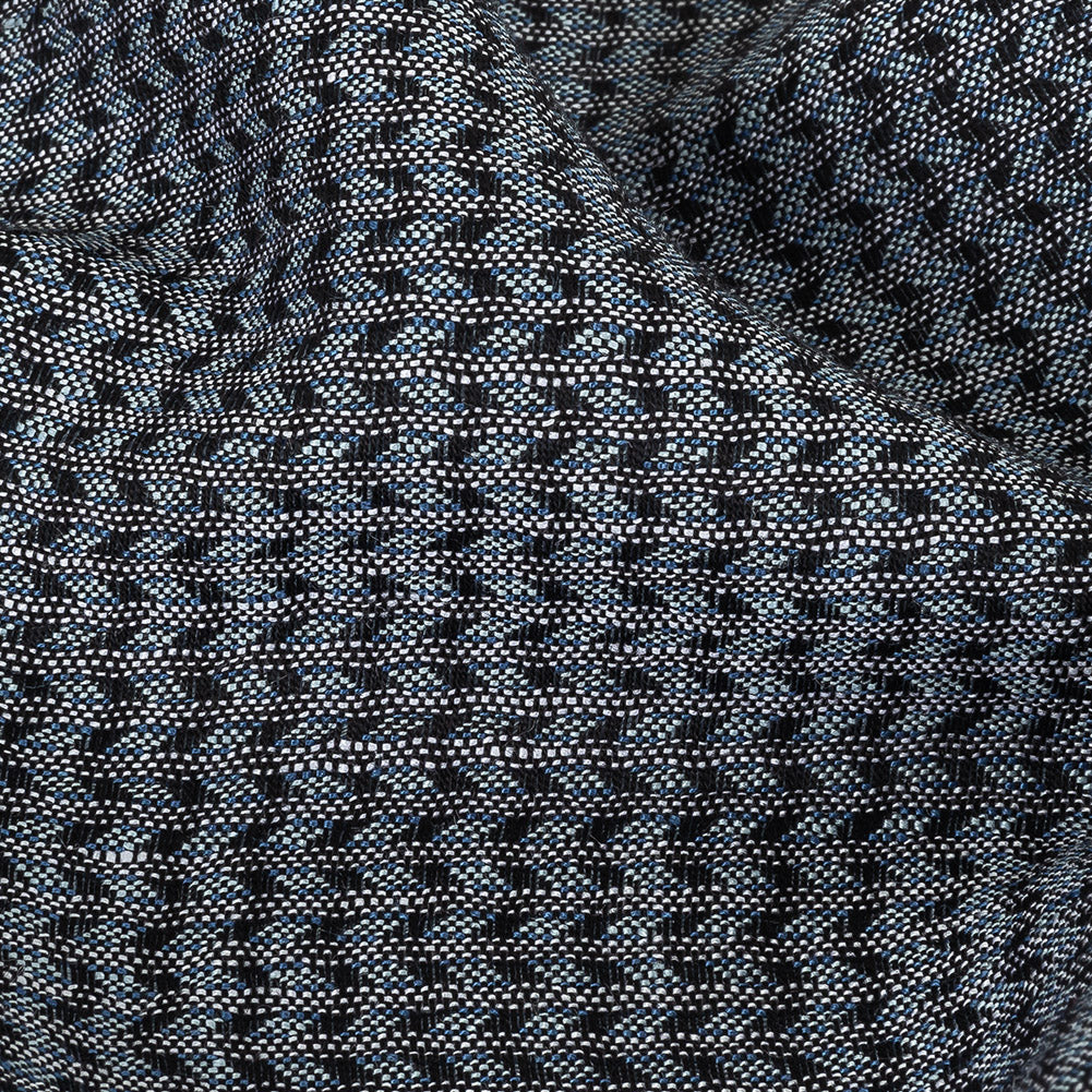 Italian Blue, Black, and White Chevrons Rayon Dobby Shirting - Joann Fabrics