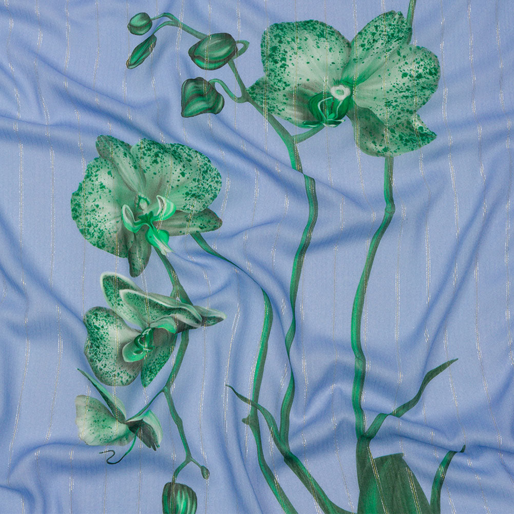 Mood Exclusive Blue Spotted Moth Orchid Metallic Pinstriped Viscose Dobby - Joann Fabrics
