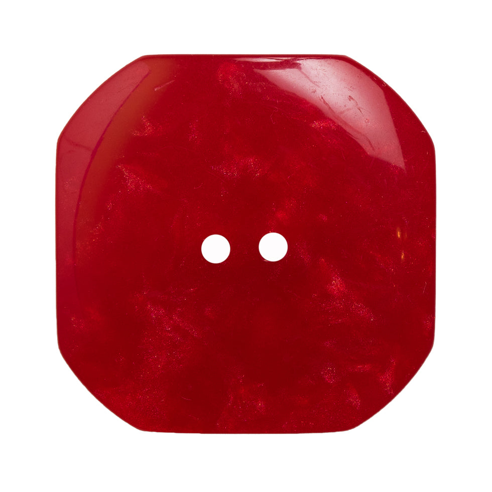 Square Plastic 2-Hole Button with Cut Corners Made in Italy - 54L/34mm - Red Shimmer - Joann Fabrics