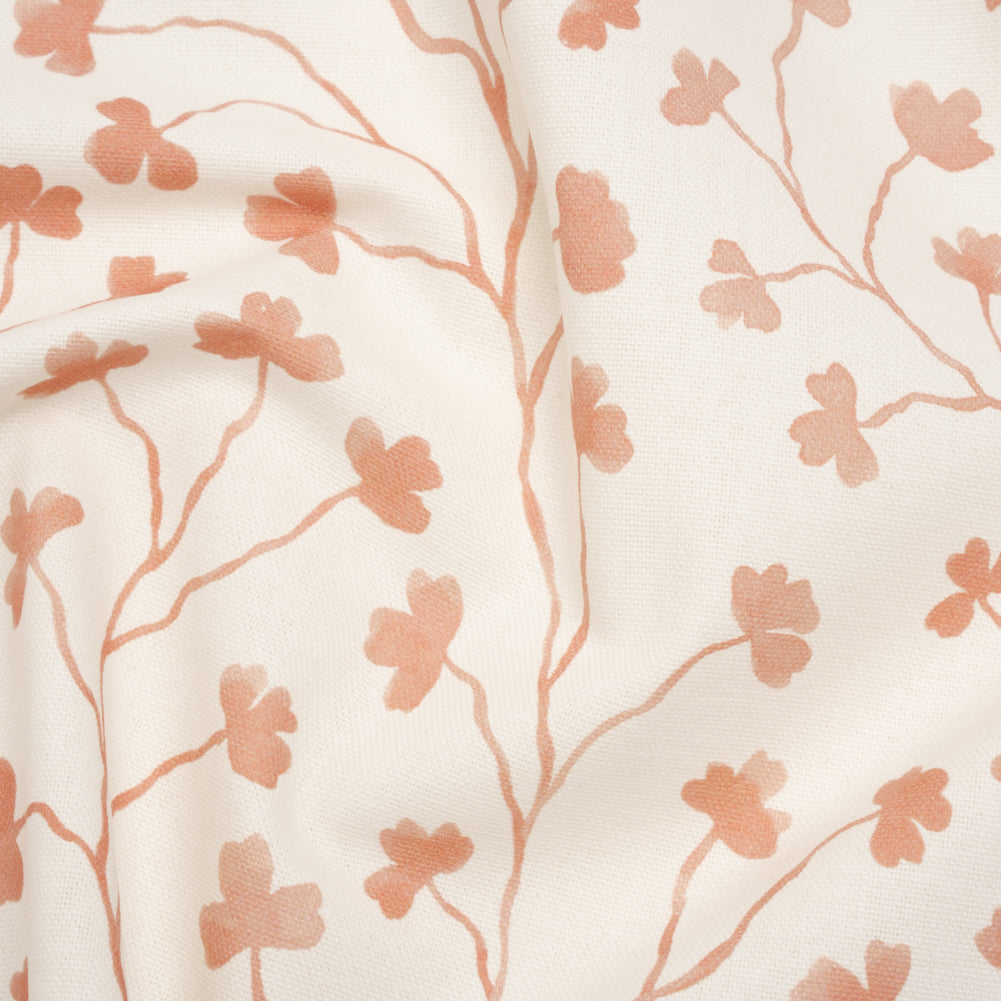 Brushed Cotton and Linen Canvas - Blush Pink Clover Leaf Vines - British Imported - Joann Fabrics