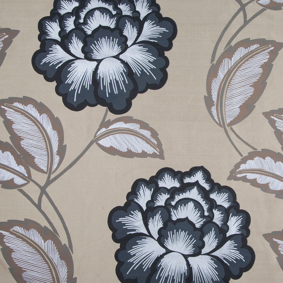 Antique Gold/Ebony Floral Shantung   /Dupioni - Joann Fabrics
