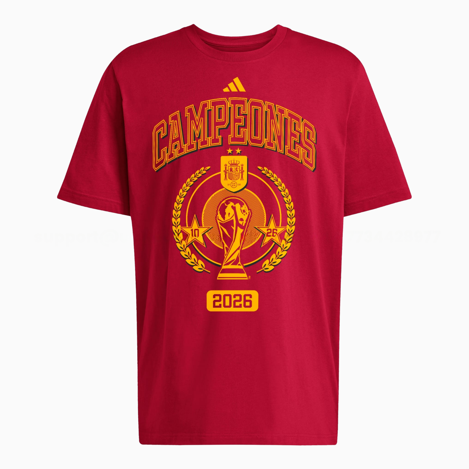 Spain 2026 World Cup Campeones Trophy Red T-shirt - UnitedFutballJersey