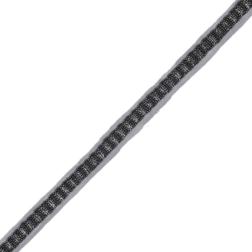 Black and Silver Fancy Beaded Trim - 0.75