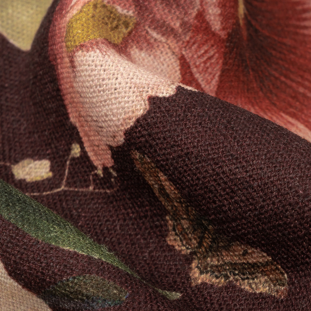 Linen and Rayon Woven - Deep Purple Floral - Baroque Bouquet Print - Mood Exclusive Wisteria Collection - Joann Fabrics