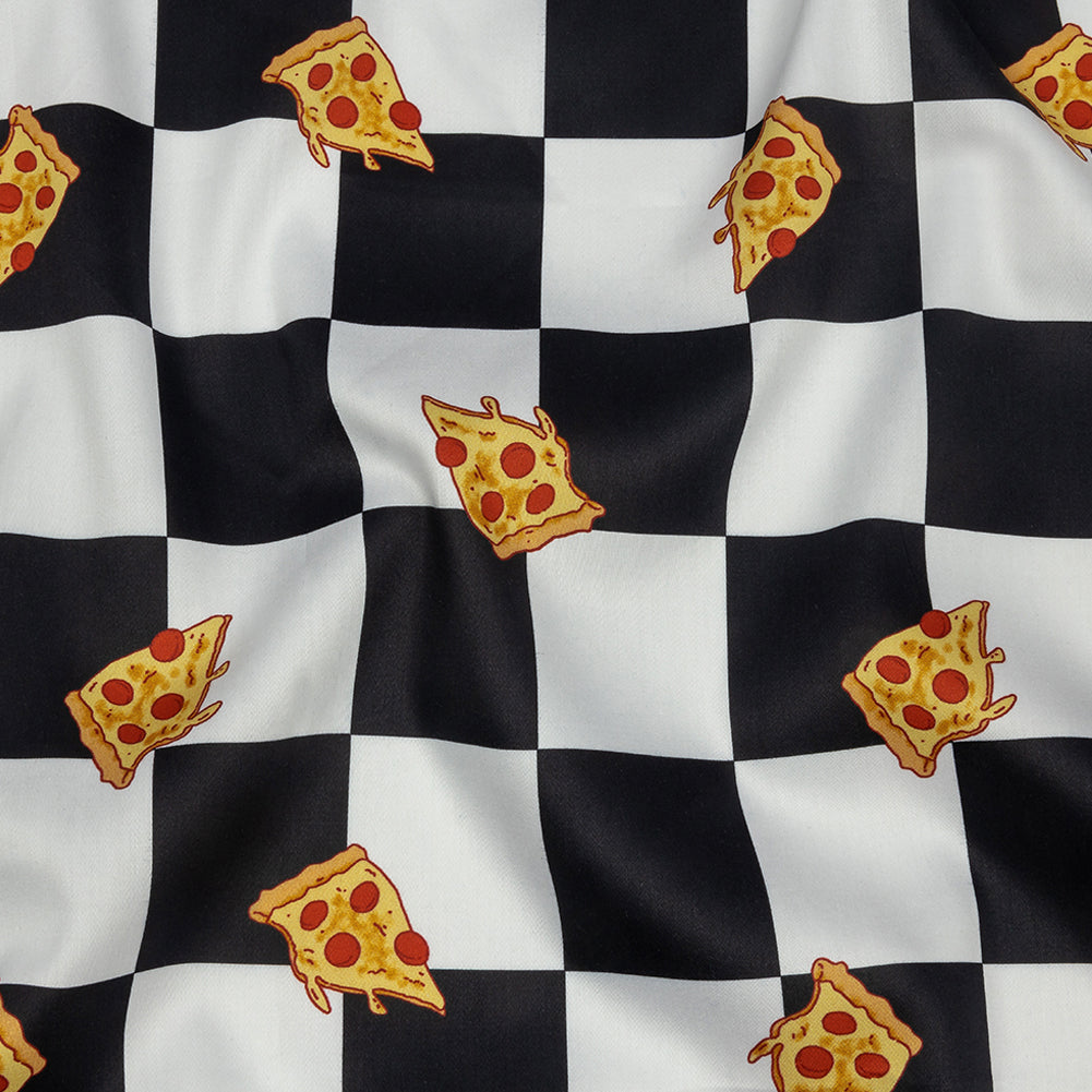 Mercerized Organic Egyptian Cotton Shirting - Black, White and Yellow Pizza Check - Ravello Collection - Joann Fabrics