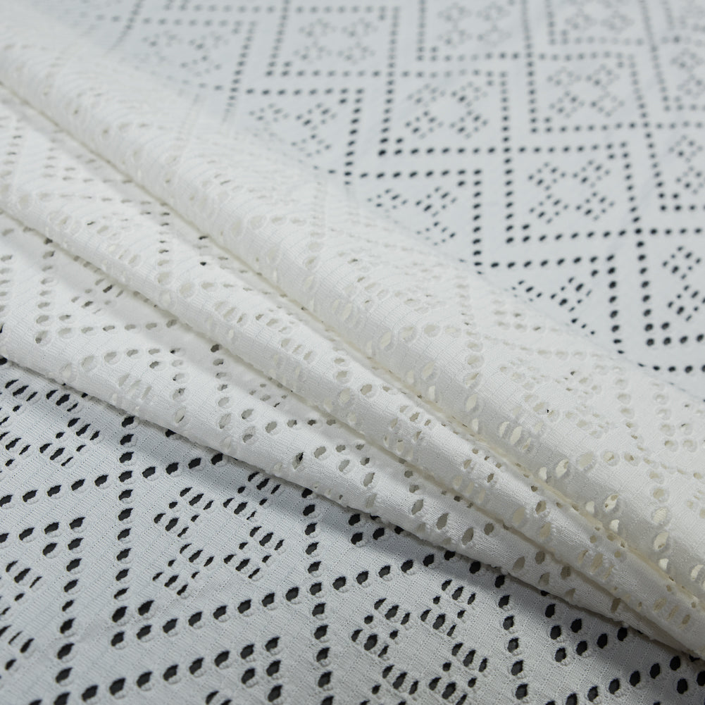 Italian White Geometric Crochet Knit with Fringe Selvages - Joann Fabrics