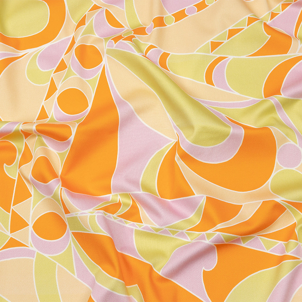 Stretch Cotton Sateen - Orange, Green and Purple Abstract - All Summer Long Print - Mood Exclusive Groove Collection - Joann Fabrics