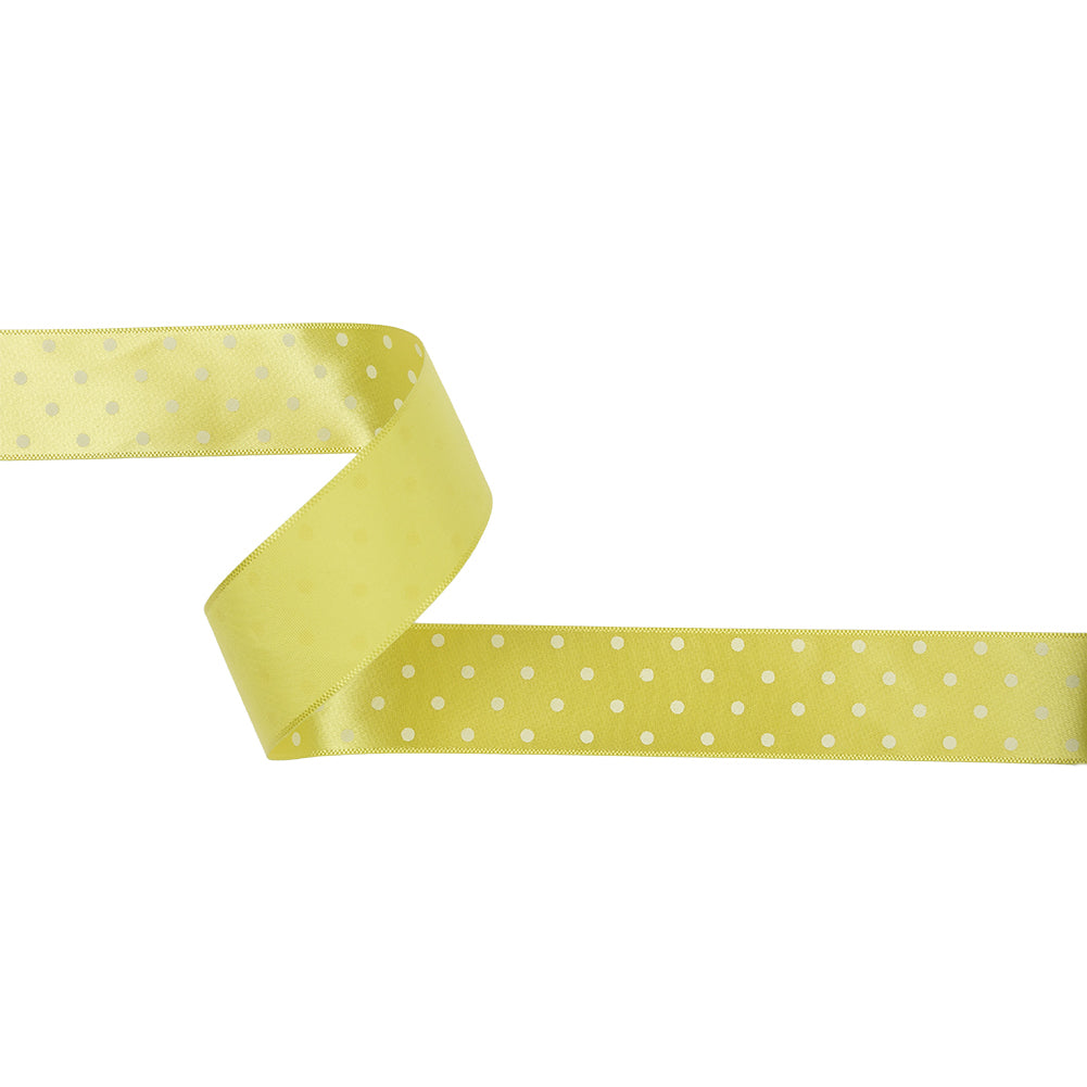 Banana and White Polka Dot Satin Ribbon - 1