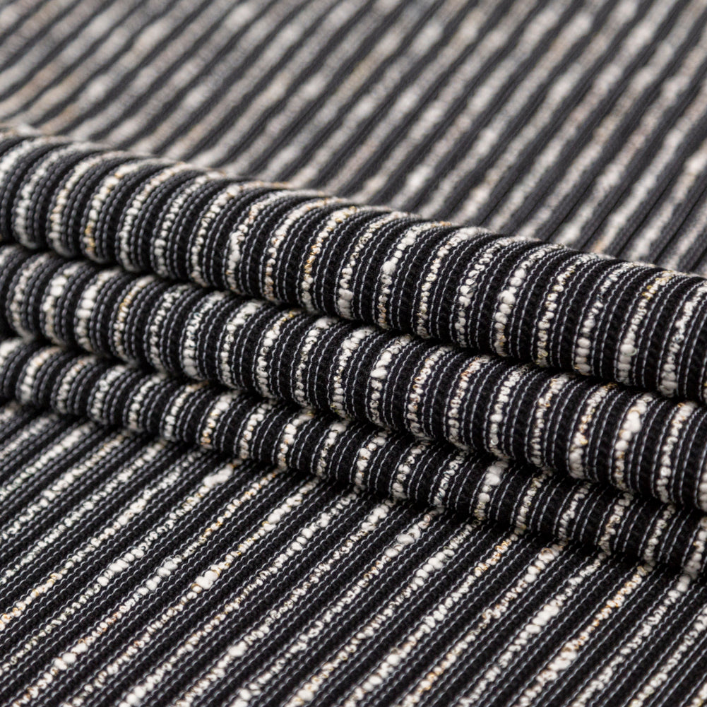Italian Black and White Blended Cotton Woven with Tactile Stripes - Joann Fabrics