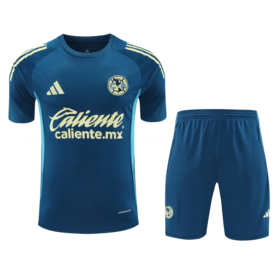 Club América 25-26 Short-Sleeve Training Set - Deep Blue Top & Deep Blue Shorts - UnitedFutballJersey